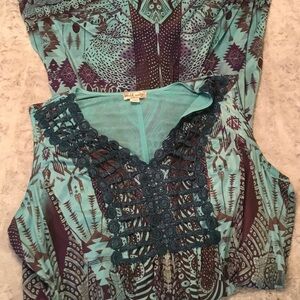 Teal and Purple Maxi Dress Size 2X World Unity
